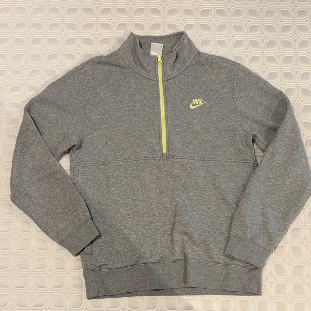 Nike Heather Gray Half-Zip Pullover with Lime Details